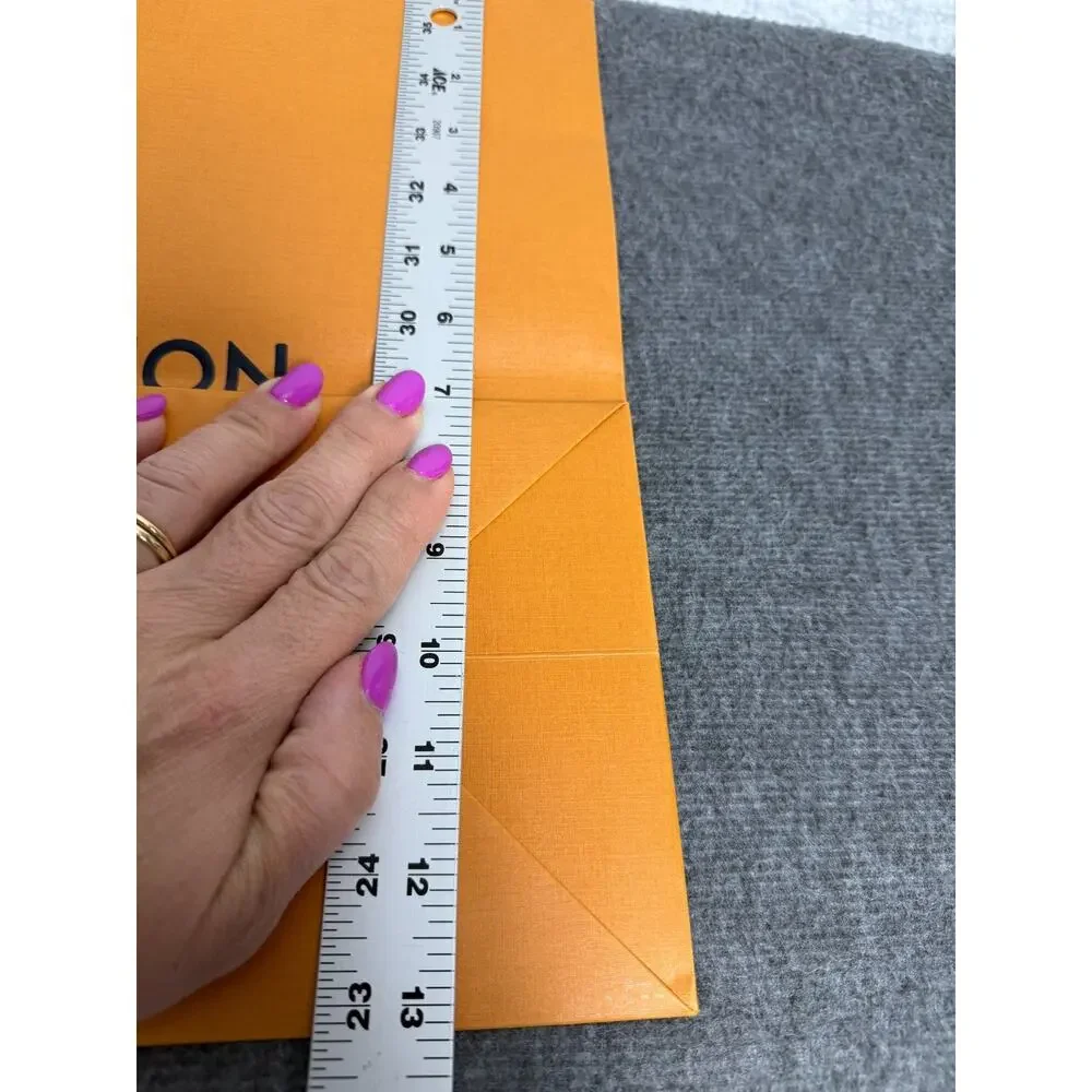 LOUIS VUITTON Paper Bag - Orange with Blue Handles - 16x13x6 - Used Once!